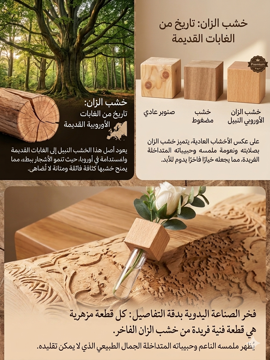 Vase magnétique en bois noble ( تلتصق على جميع الأسطح )