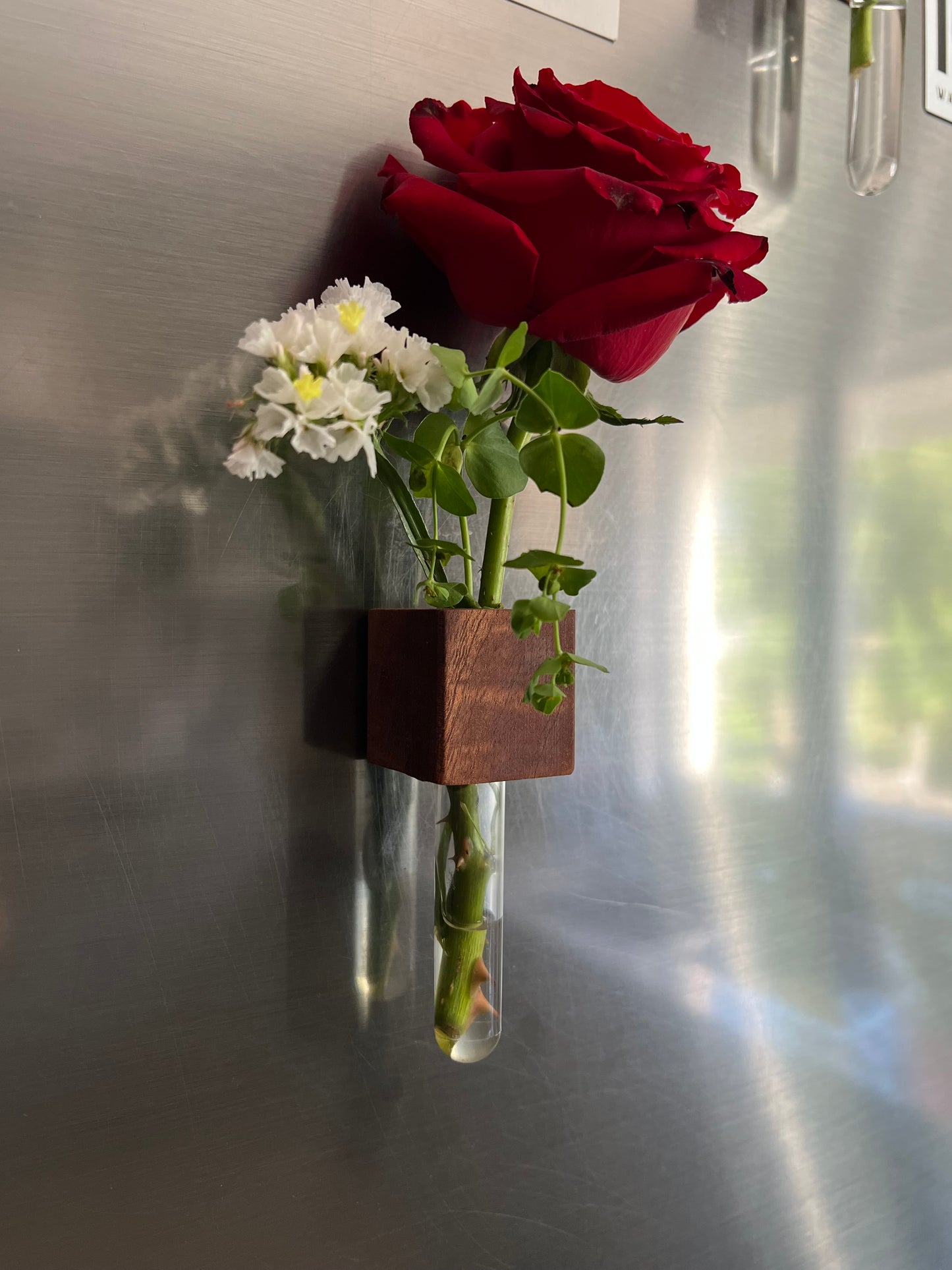 Vase magnétique en bois noble ( تلتصق على جميع الأسطح )