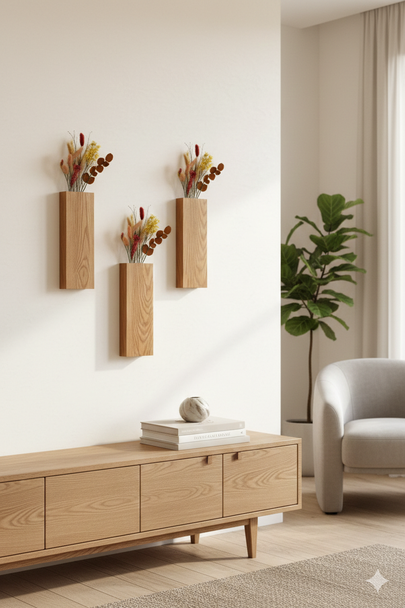 vase murale en bois chêne
